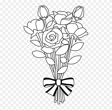Flower Bouquet Clipart Black White Vectors .